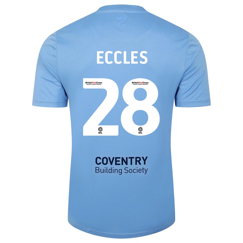 Gyermek Josh Eccles #28 Égszínkék Hazai Jersey 2023/24 Mez Póló Ing