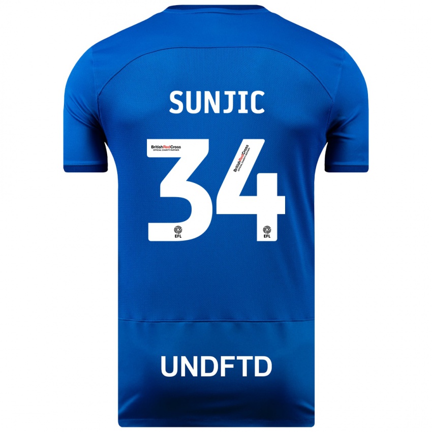 Gyermek Ivan Sunjic #34 Kék Hazai Jersey 2023/24 Mez Póló Ing