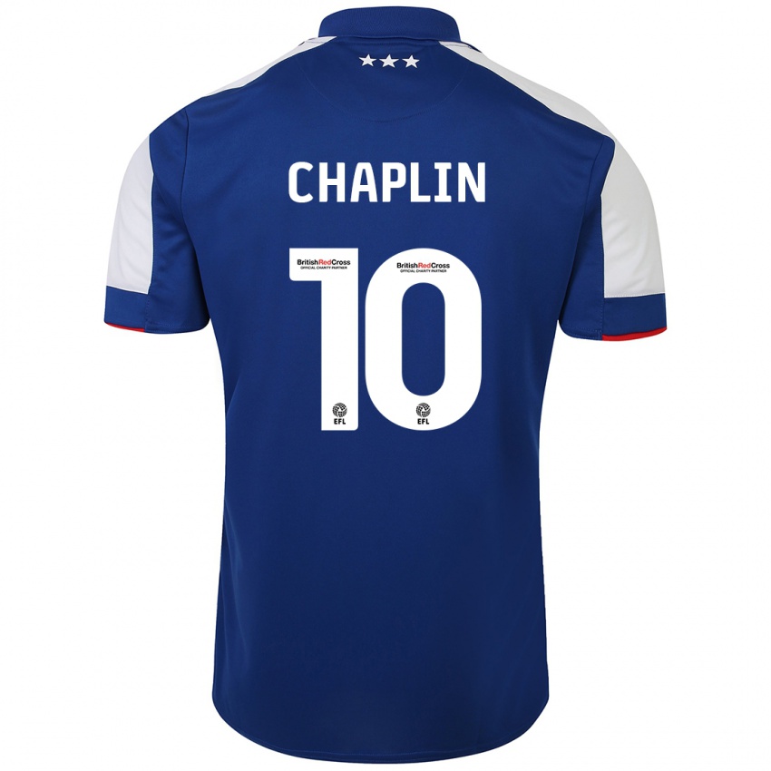 Gyermek Conor Chaplin #10 Kék Hazai Jersey 2023/24 Mez Póló Ing