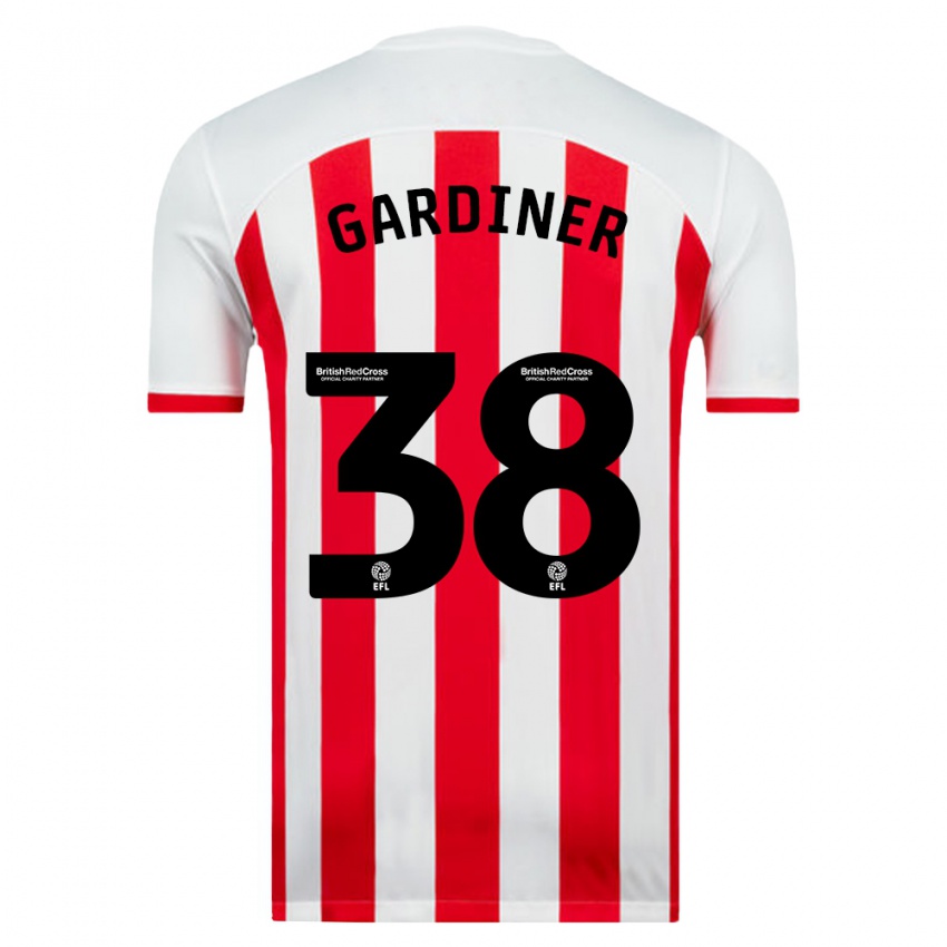 Gyermek Harry Gardiner #38 Fehér Hazai Jersey 2023/24 Mez Póló Ing