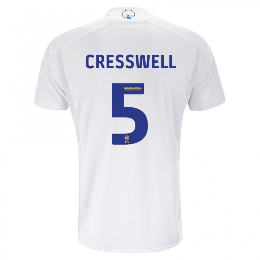 Gyermek Charlie Cresswell #5 Fehér Hazai Jersey 2023/24 Mez Póló Ing