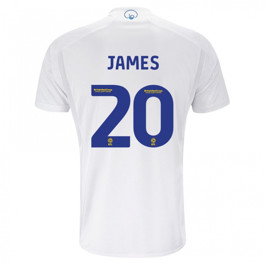 Gyermek Daniel James #20 Fehér Hazai Jersey 2023/24 Mez Póló Ing