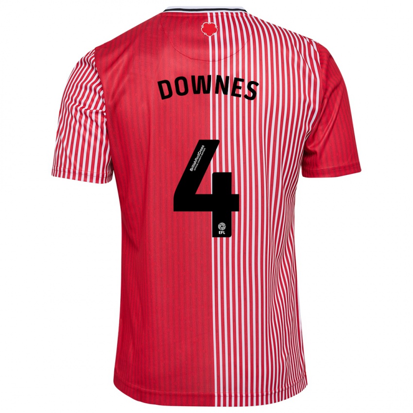 Gyermek Flynn Downes #4 Piros Hazai Jersey 2023/24 Mez Póló Ing