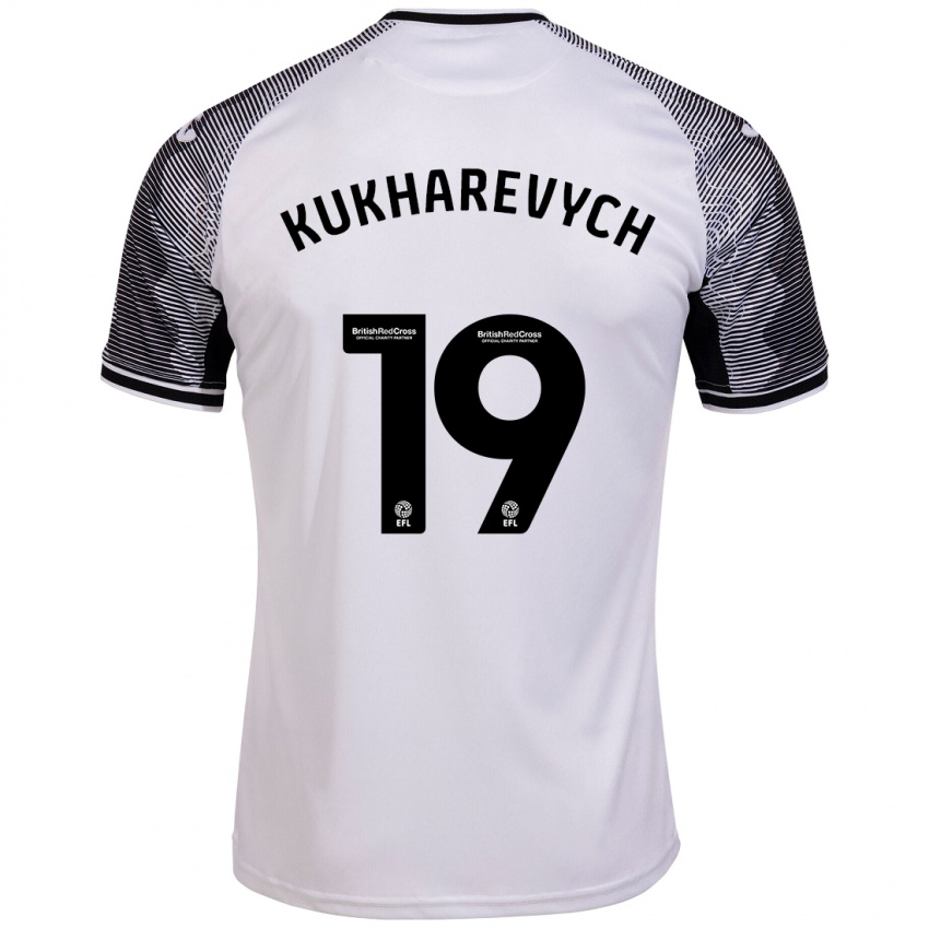 Gyermek Mykola Kukharevych #19 Fehér Hazai Jersey 2023/24 Mez Póló Ing