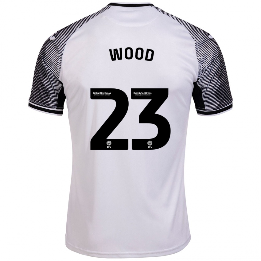 Gyermek Nathan Wood #23 Fehér Hazai Jersey 2023/24 Mez Póló Ing