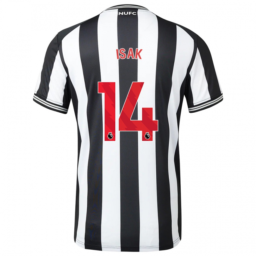 Gyermek Alexander Isak #14 Fekete-Fehér Hazai Jersey 2023/24 Mez Póló Ing