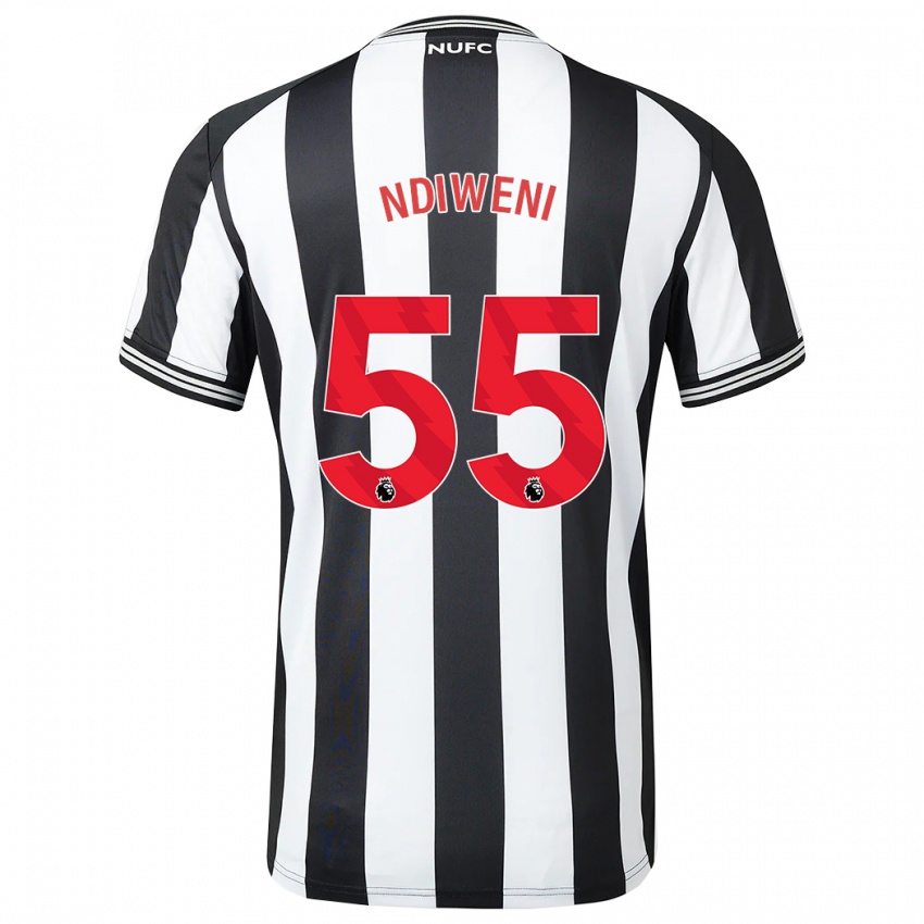Gyermek Michael Ndiweni #55 Fekete-Fehér Hazai Jersey 2023/24 Mez Póló Ing