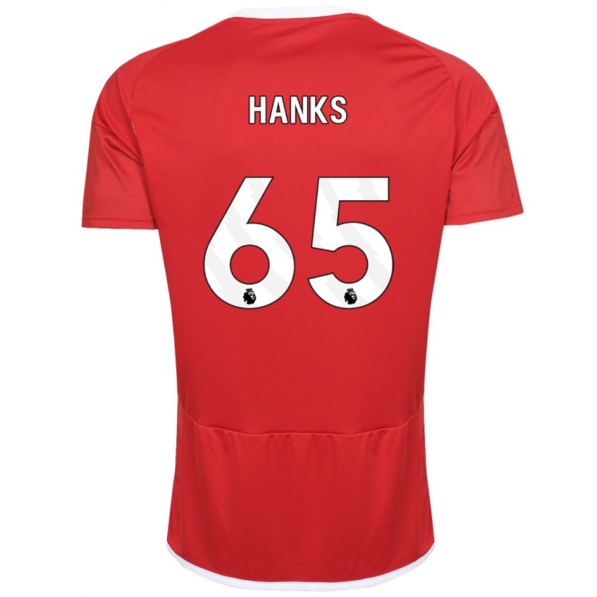 Gyermek Justin Hanks #65 Piros Hazai Jersey 2023/24 Mez Póló Ing