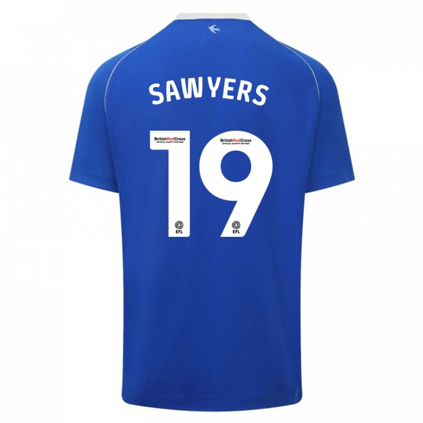 Gyermek Romaine Sawyers #19 Kék Hazai Jersey 2023/24 Mez Póló Ing