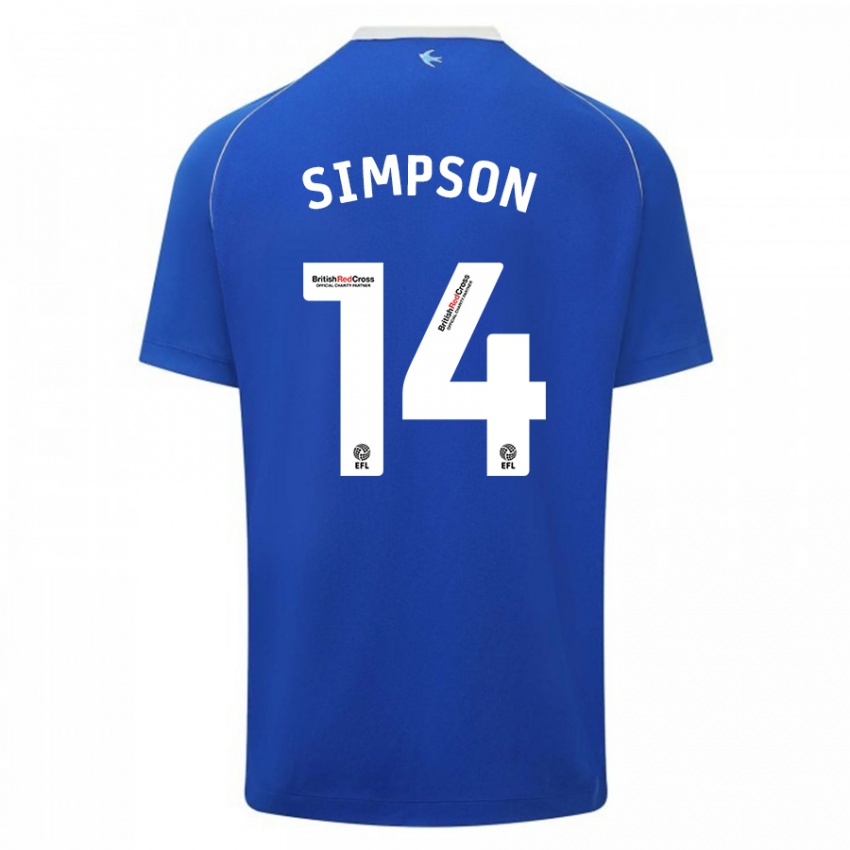 Gyermek Jasmine Simpson #14 Kék Hazai Jersey 2023/24 Mez Póló Ing