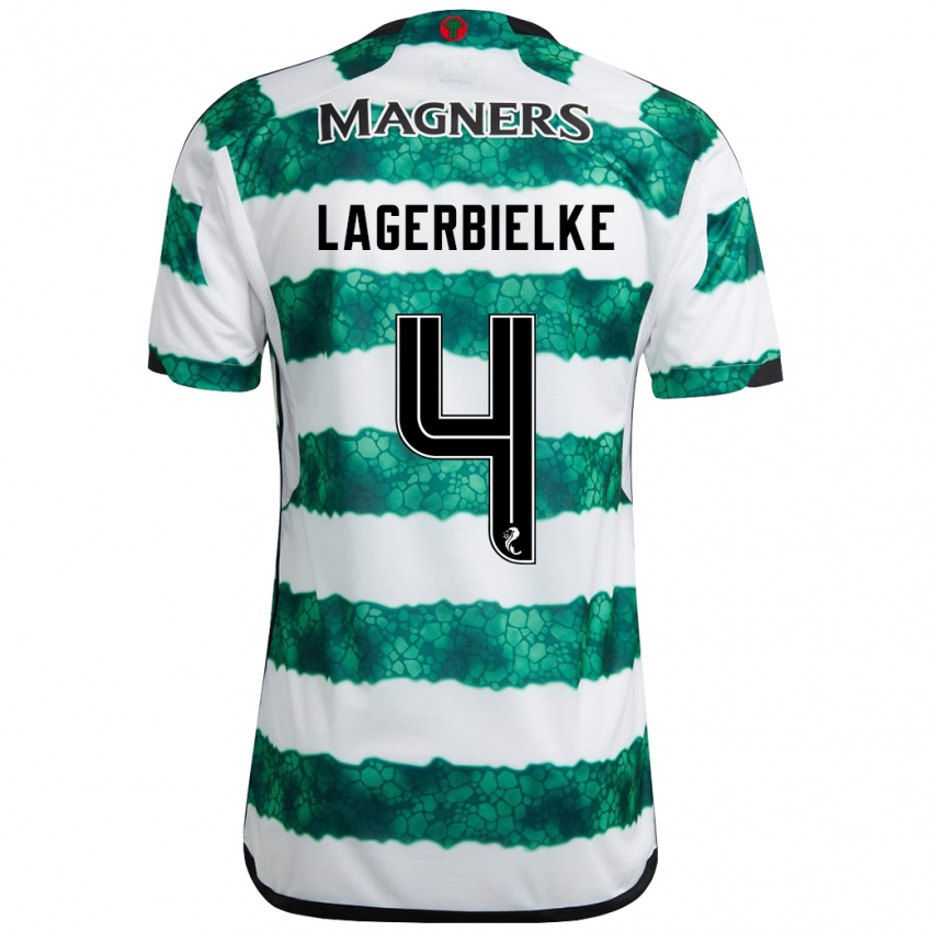 Gyermek Gustaf Lagerbielke #4 Zöld Hazai Jersey 2023/24 Mez Póló Ing