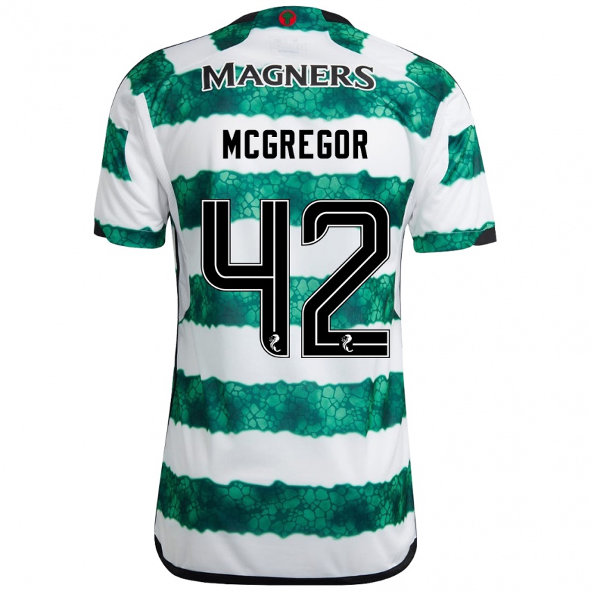 Gyermek Callum Mcgregor #42 Zöld Hazai Jersey 2023/24 Mez Póló Ing