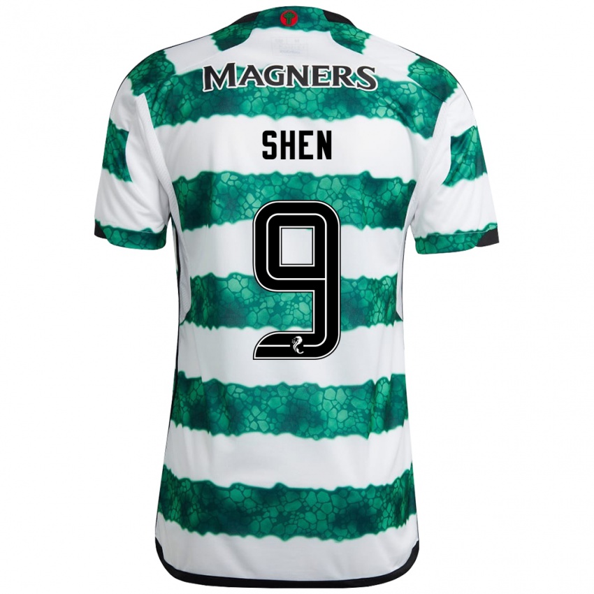 Gyermek Shen Mengyu #9 Zöld Hazai Jersey 2023/24 Mez Póló Ing