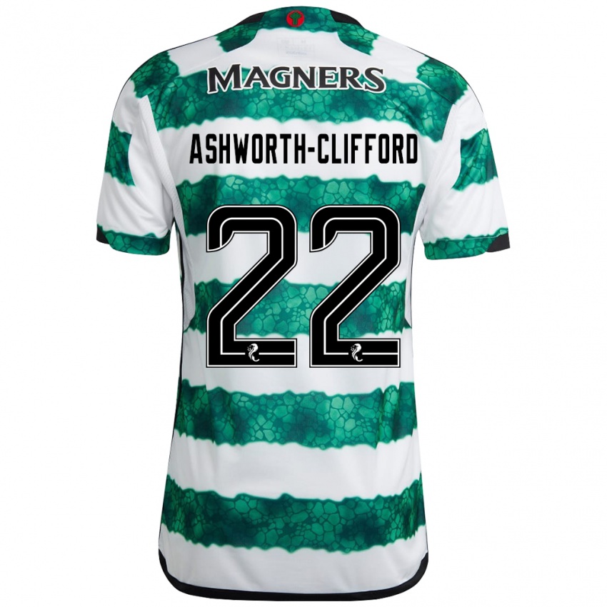 Gyermek Lucy Ashworth-Clifford #22 Zöld Hazai Jersey 2023/24 Mez Póló Ing