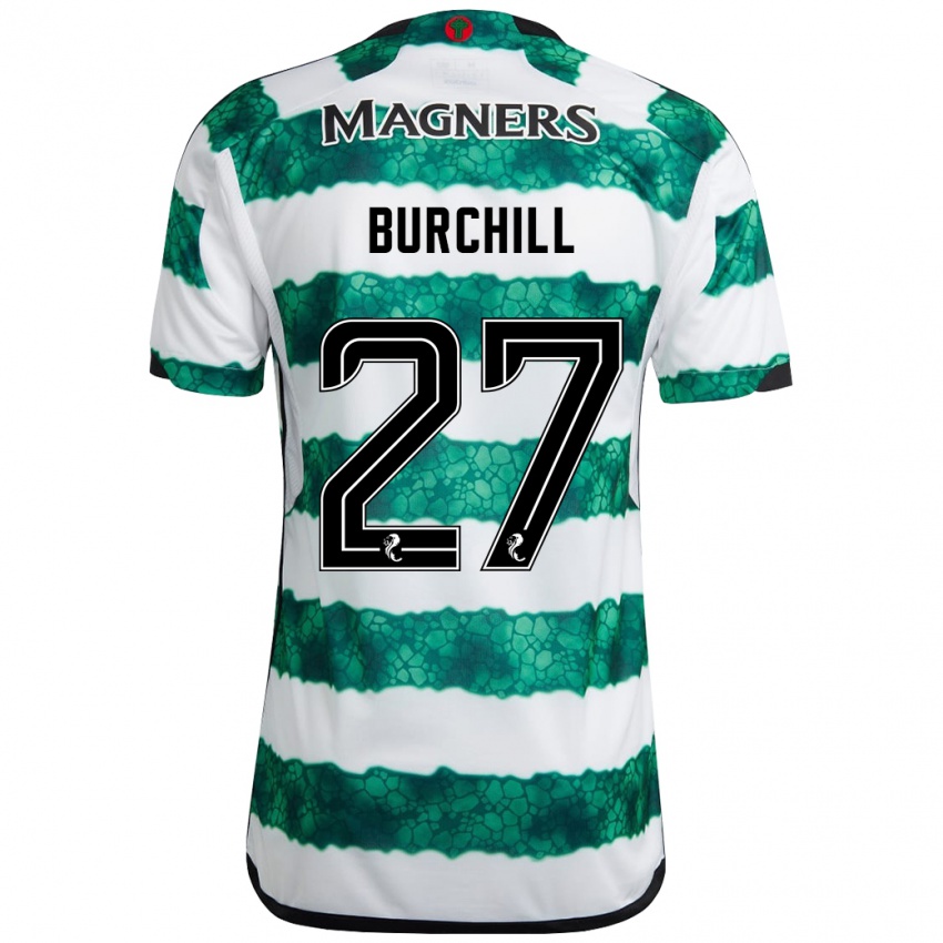 Gyermek Tiree Burchill #27 Zöld Hazai Jersey 2023/24 Mez Póló Ing