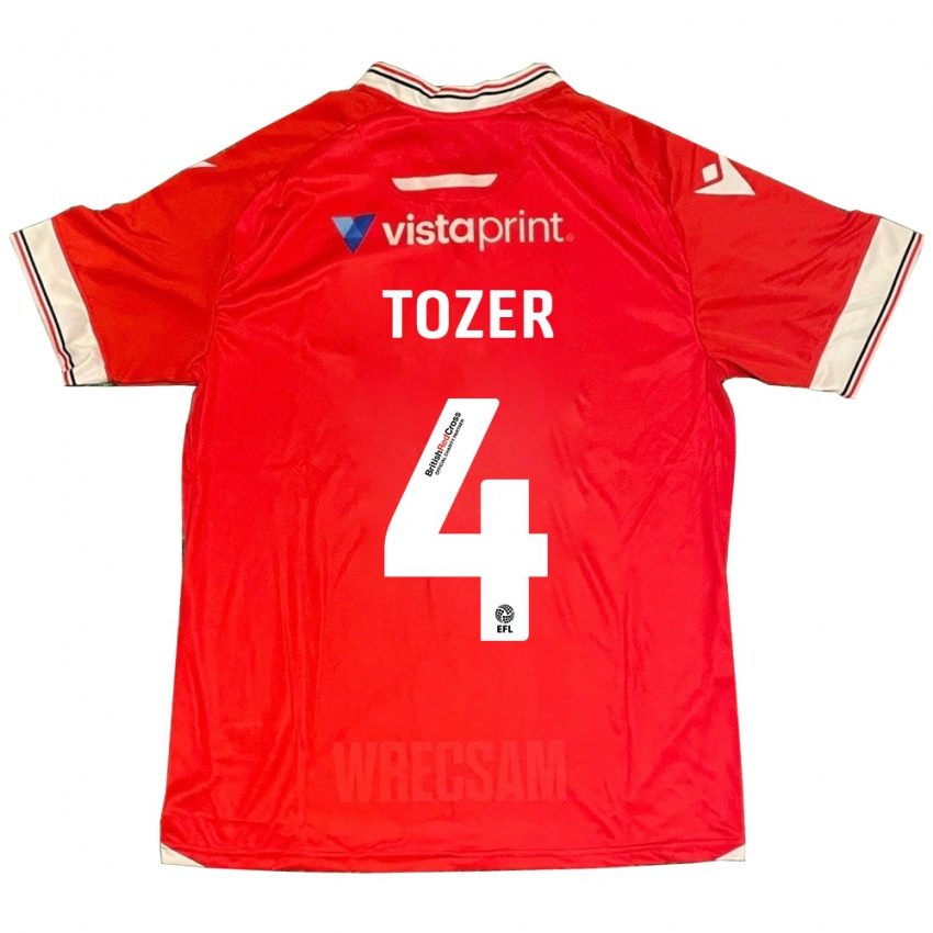 Gyermek Ben Tozer #4 Piros Hazai Jersey 2023/24 Mez Póló Ing