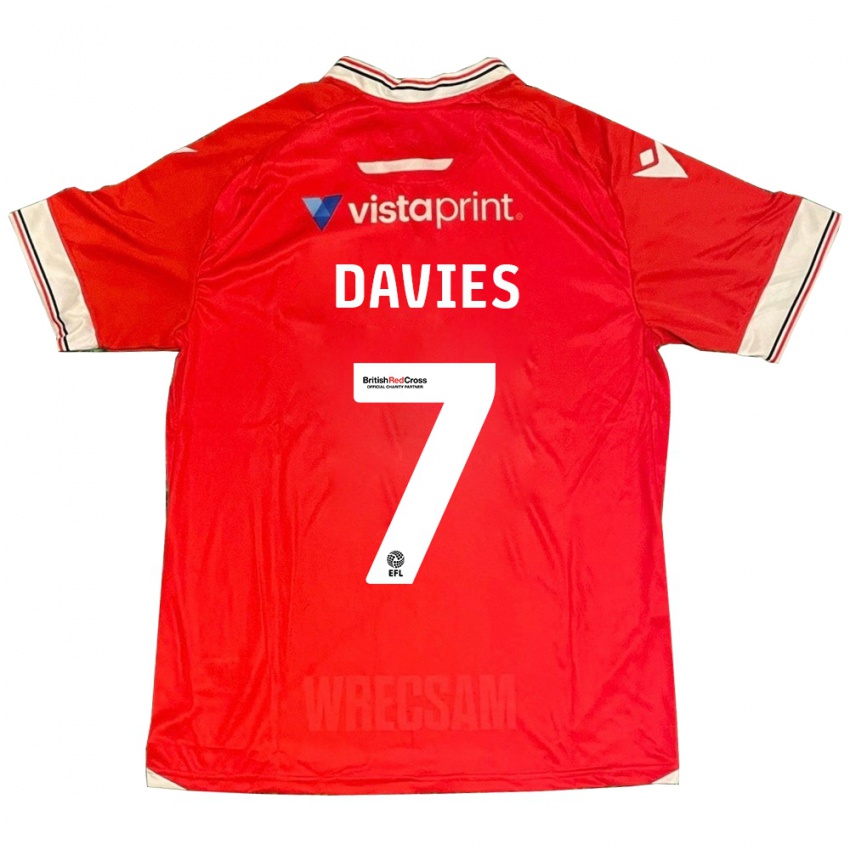 Gyermek Jordan Davies #7 Piros Hazai Jersey 2023/24 Mez Póló Ing