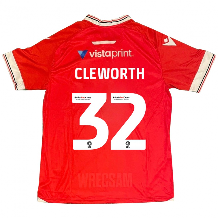 Gyermek Max Cleworth #32 Piros Hazai Jersey 2023/24 Mez Póló Ing