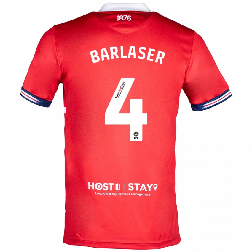 Gyermek Dan Barlaser #4 Piros Hazai Jersey 2023/24 Mez Póló Ing