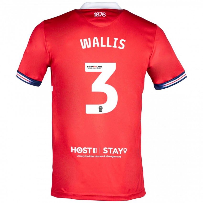 Gyermek Emma Wallis #3 Piros Hazai Jersey 2023/24 Mez Póló Ing