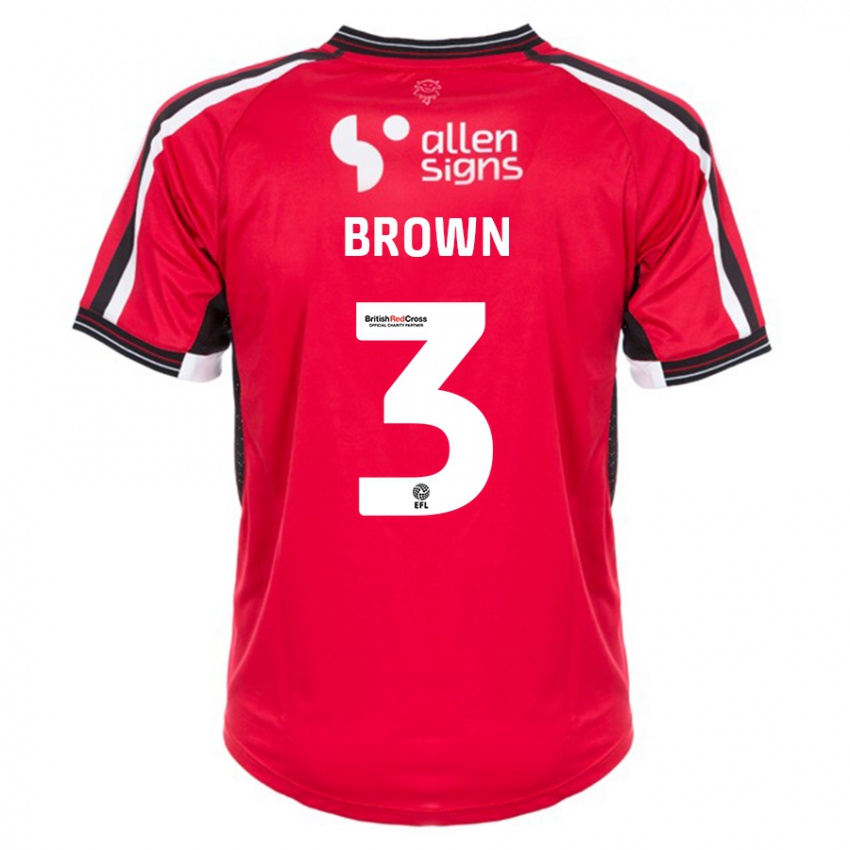 Gyermek Jaden Brown #3 Piros Hazai Jersey 2023/24 Mez Póló Ing