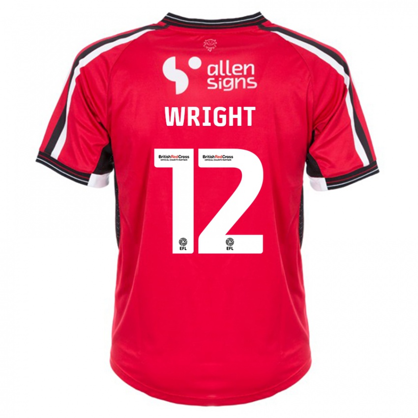 Gyermek Jordan Wright #12 Piros Hazai Jersey 2023/24 Mez Póló Ing