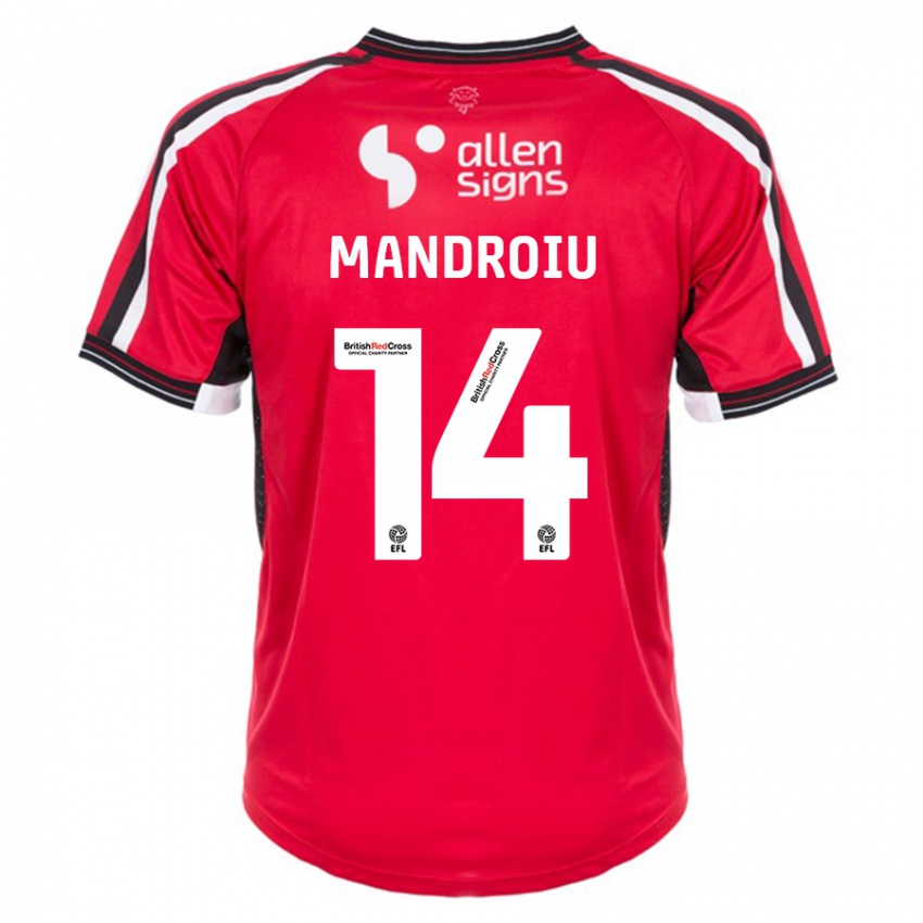 Gyermek Daniel Mandroiu #14 Piros Hazai Jersey 2023/24 Mez Póló Ing