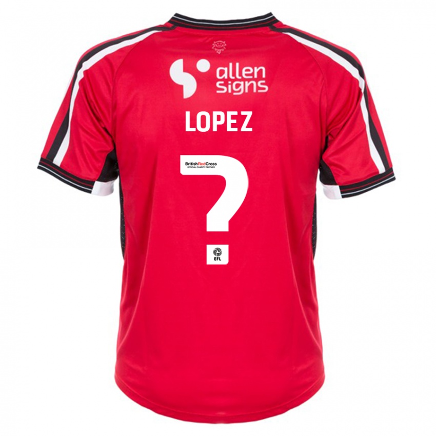 Gyermek Jersey Lopez #0 Piros Hazai Jersey 2023/24 Mez Póló Ing