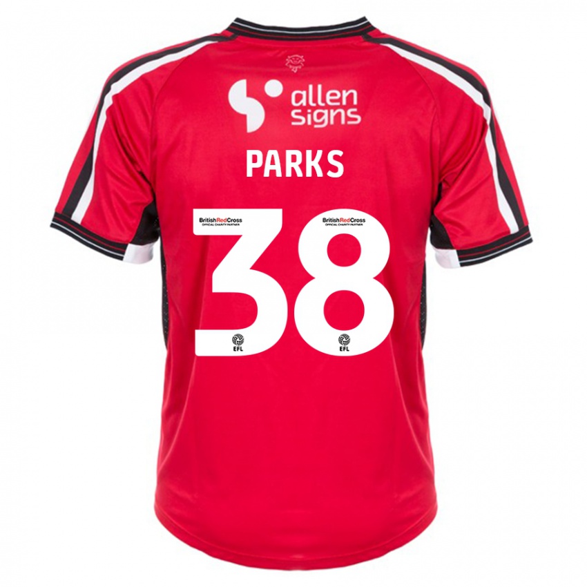 Gyermek Charlie Parks #38 Piros Hazai Jersey 2023/24 Mez Póló Ing