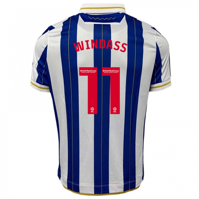 Gyermek Josh Windass #11 Kék Fehér Hazai Jersey 2023/24 Mez Póló Ing