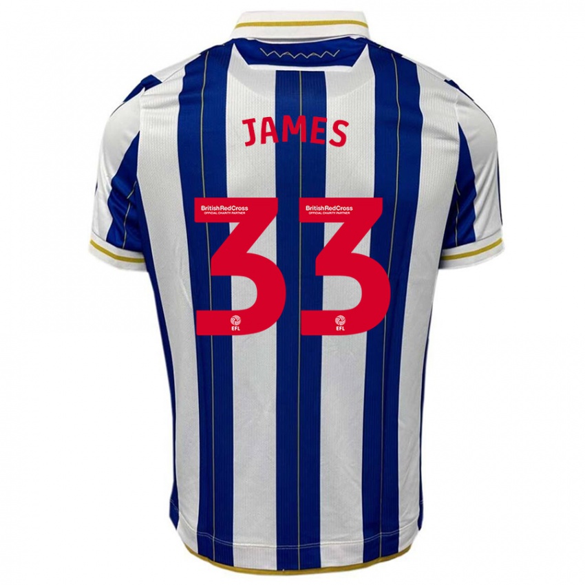 Gyermek Reece James #33 Kék Fehér Hazai Jersey 2023/24 Mez Póló Ing