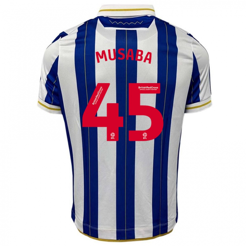 Gyermek Anthony Musaba #45 Kék Fehér Hazai Jersey 2023/24 Mez Póló Ing