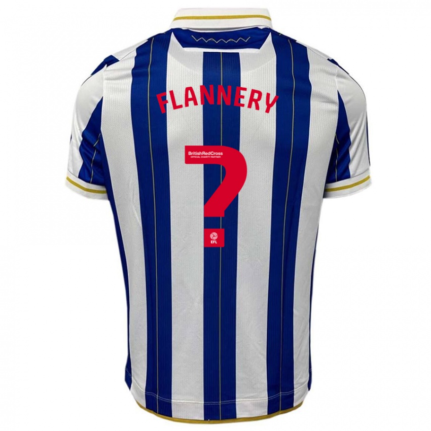 Gyermek Cian Flannery #0 Kék Fehér Hazai Jersey 2023/24 Mez Póló Ing