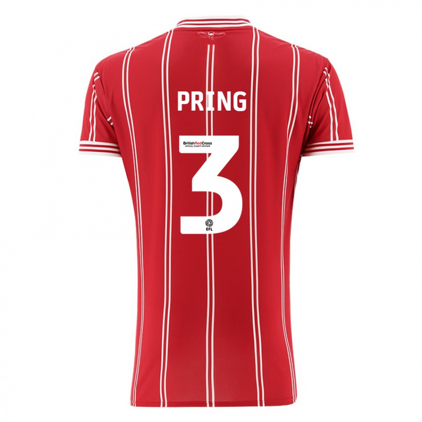 Gyermek Cameron Pring #3 Piros Hazai Jersey 2023/24 Mez Póló Ing