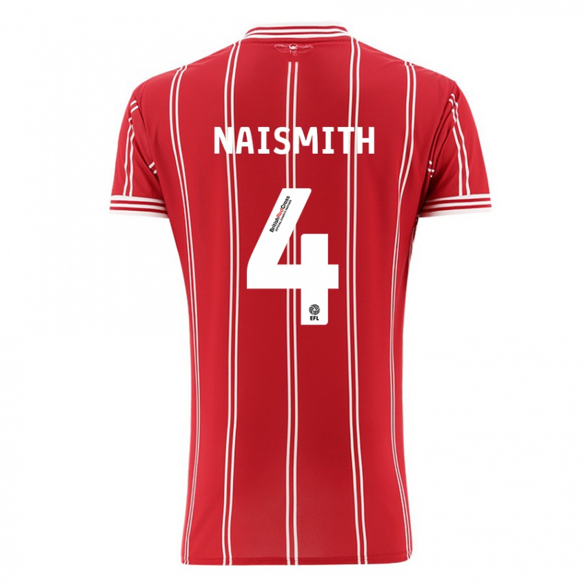 Gyermek Kal Naismith #4 Piros Hazai Jersey 2023/24 Mez Póló Ing