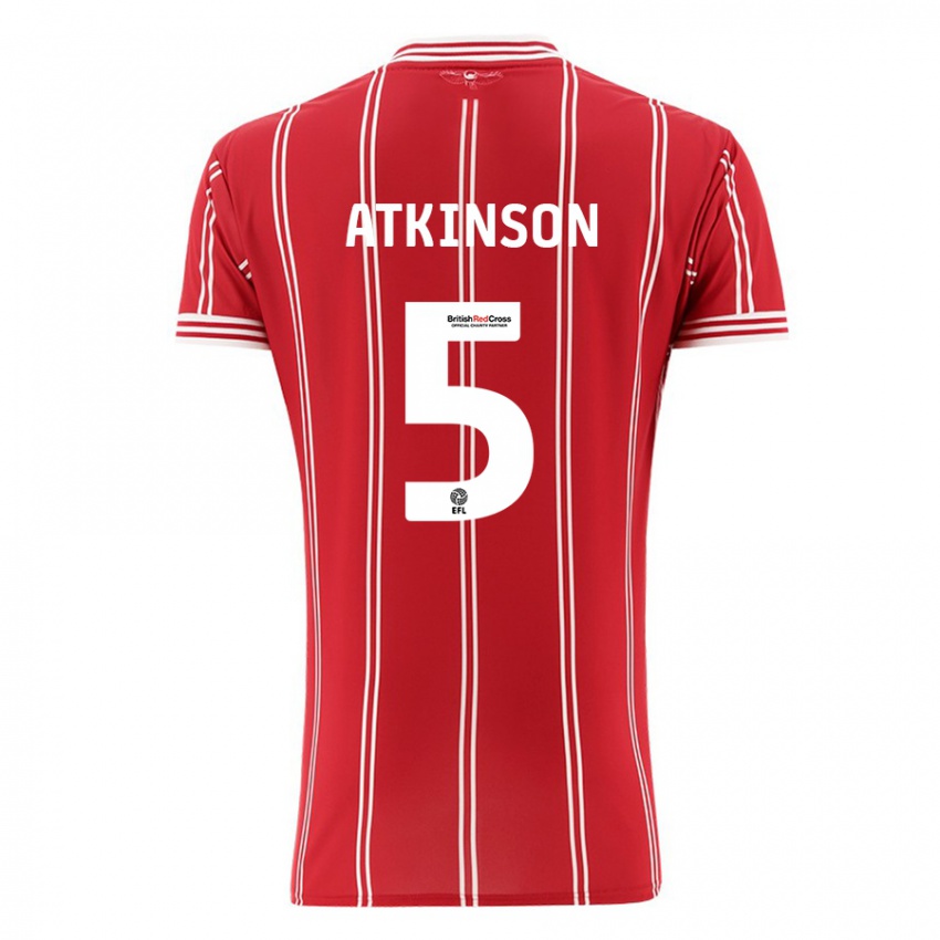 Gyermek Rob Atkinson #5 Piros Hazai Jersey 2023/24 Mez Póló Ing