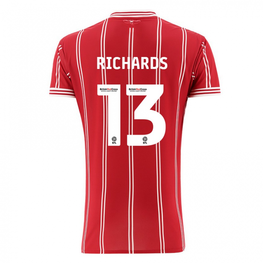 Gyermek Harvey Wiles-Richards #13 Piros Hazai Jersey 2023/24 Mez Póló Ing