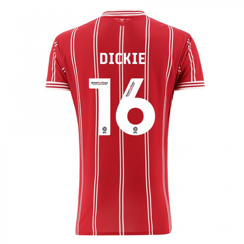 Gyermek Rob Dickie #16 Piros Hazai Jersey 2023/24 Mez Póló Ing