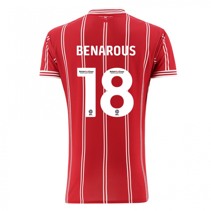 Gyermek Ayman Benarous #18 Piros Hazai Jersey 2023/24 Mez Póló Ing