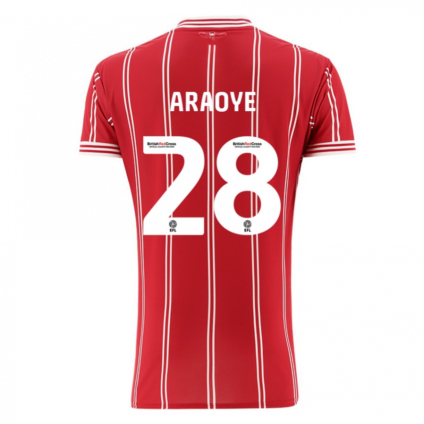 Gyermek Raphael Araoye #28 Piros Hazai Jersey 2023/24 Mez Póló Ing