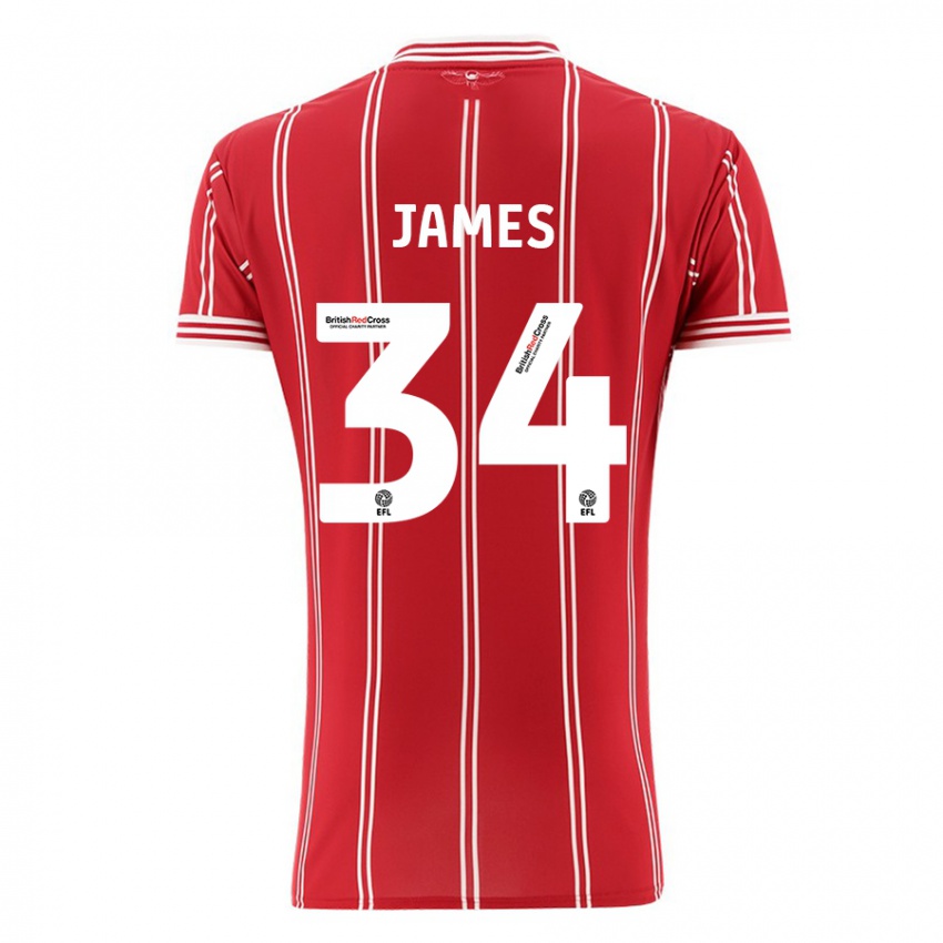 Gyermek Joseph James #34 Piros Hazai Jersey 2023/24 Mez Póló Ing