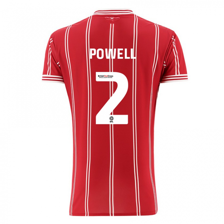 Gyermek Ella Powell #2 Piros Hazai Jersey 2023/24 Mez Póló Ing