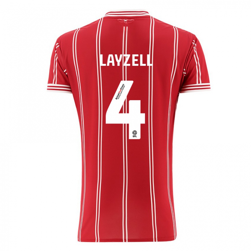 Gyermek Naomi Layzell #4 Piros Hazai Jersey 2023/24 Mez Póló Ing