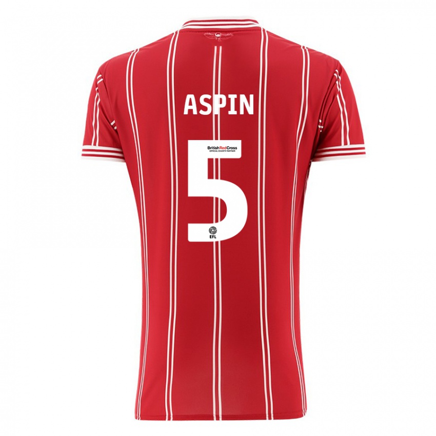 Gyermek Brooke Aspin #5 Piros Hazai Jersey 2023/24 Mez Póló Ing