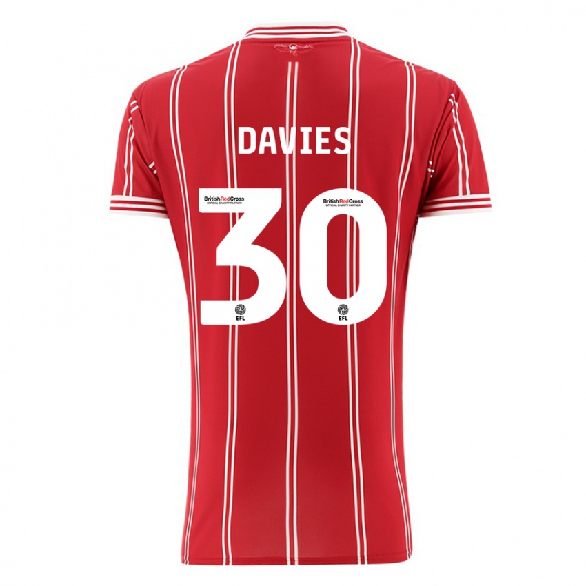 Gyermek Yasmin Davies #30 Piros Hazai Jersey 2023/24 Mez Póló Ing