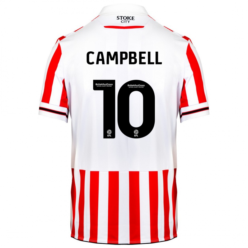 Gyermek Tyrese Campbell #10 Piros Fehér Hazai Jersey 2023/24 Mez Póló Ing