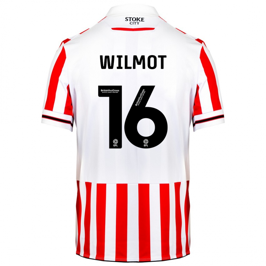 Gyermek Ben Wilmot #16 Piros Fehér Hazai Jersey 2023/24 Mez Póló Ing