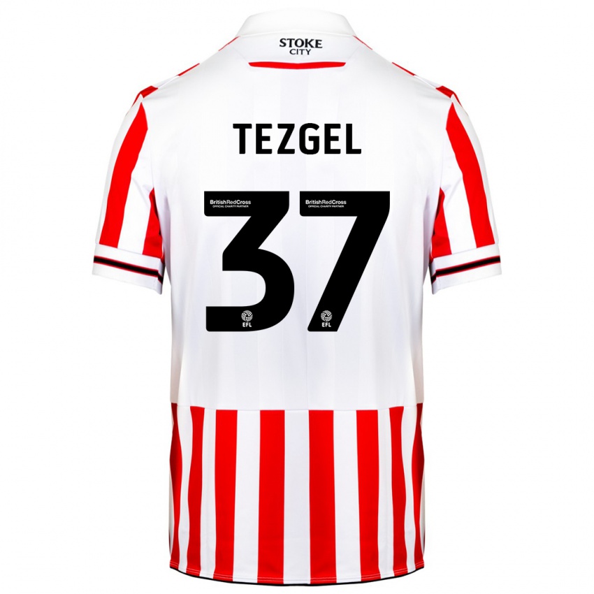 Gyermek Emre Tezgel #37 Piros Fehér Hazai Jersey 2023/24 Mez Póló Ing