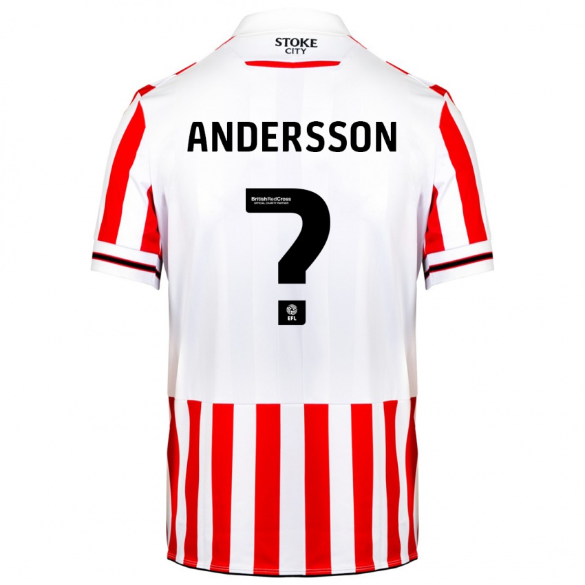 Gyermek Edwin Andersson #0 Piros Fehér Hazai Jersey 2023/24 Mez Póló Ing