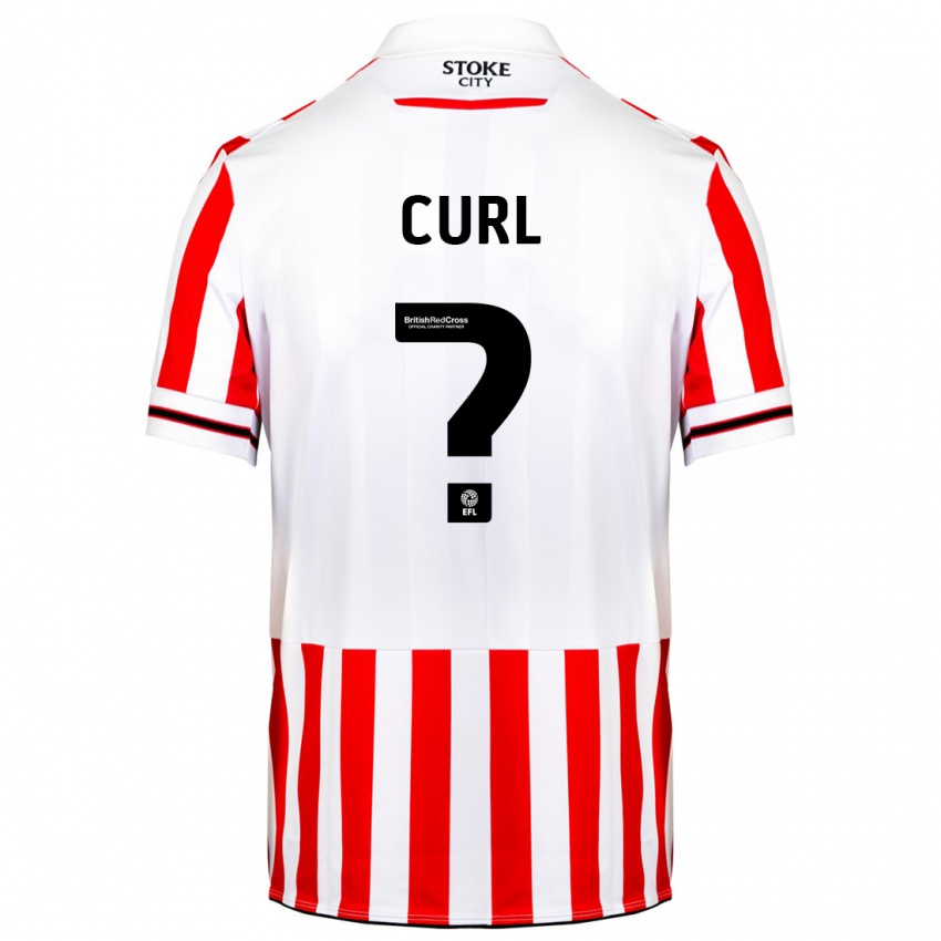 Gyermek Tom Curl #0 Piros Fehér Hazai Jersey 2023/24 Mez Póló Ing